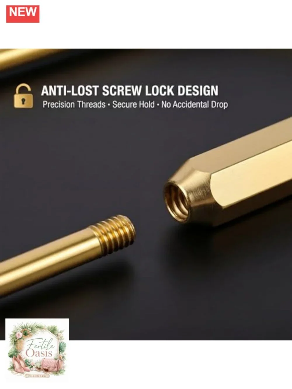 8 Pack Solid Brass Carabiner Key Rings Screw Lock Keychain Clips Bag Charm
